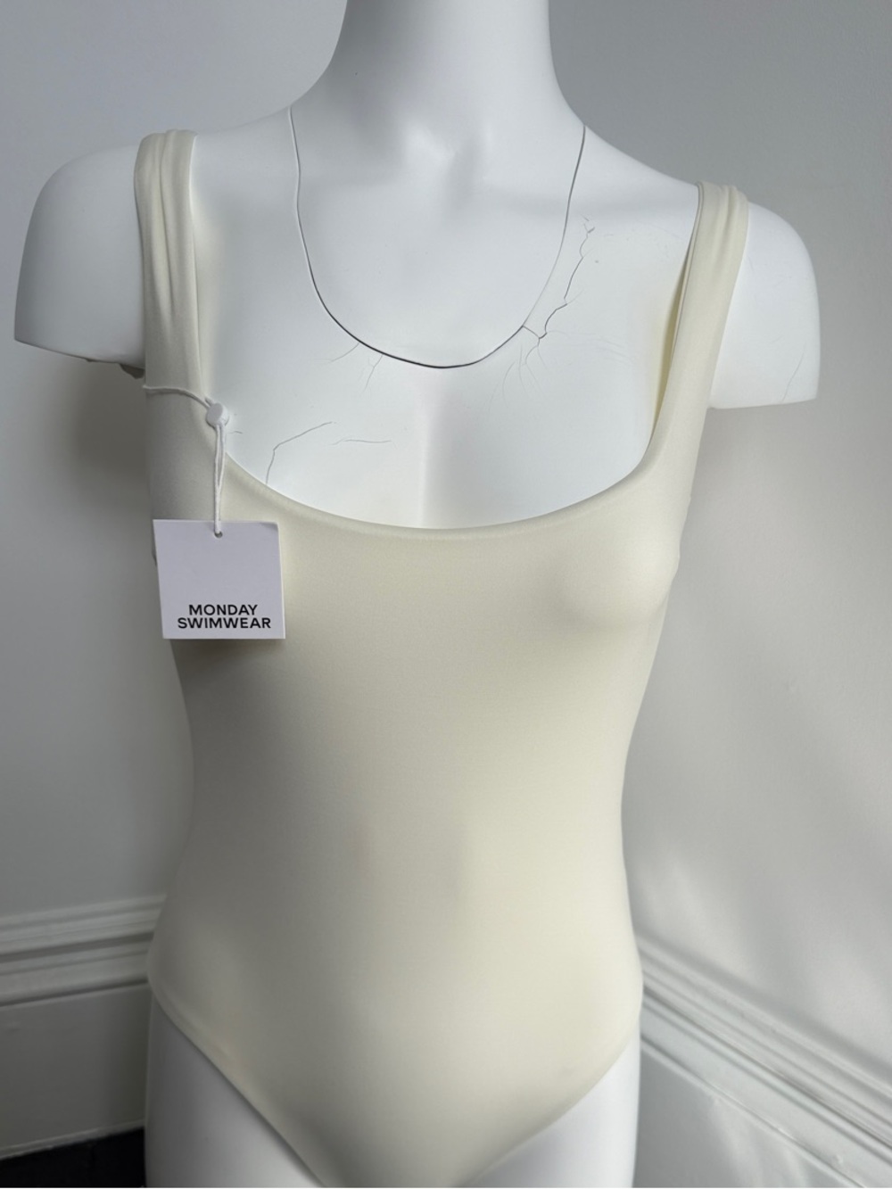 Monday Swimwear Cream Scoop Neck One-Piece